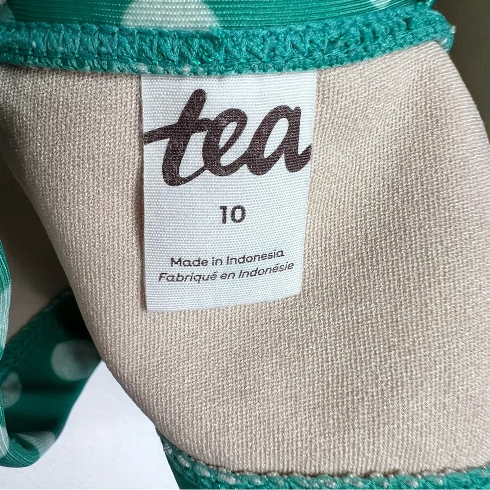 Tea Collection Polka Dot Tankini Swim Set 2 Piece Green White
